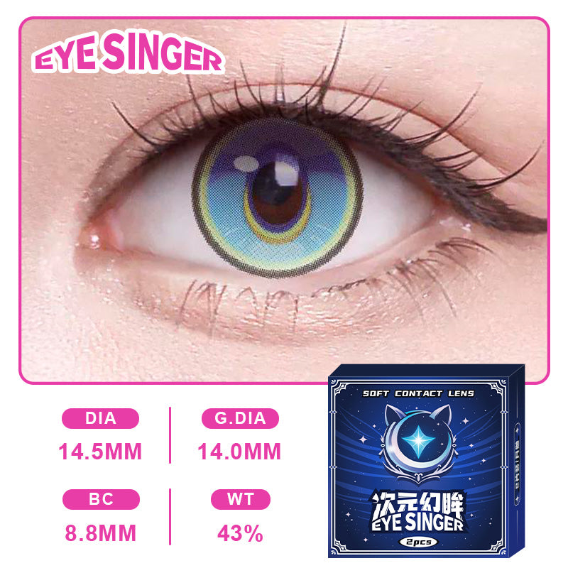 eyesinger honkai starrail cipher  blue anime cosplay contact lens on eye
