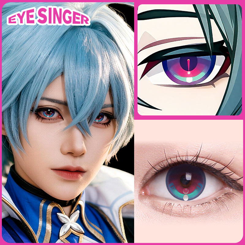 eyesinger genshin impact lohen blue anime cosplay contact lens cosplayer