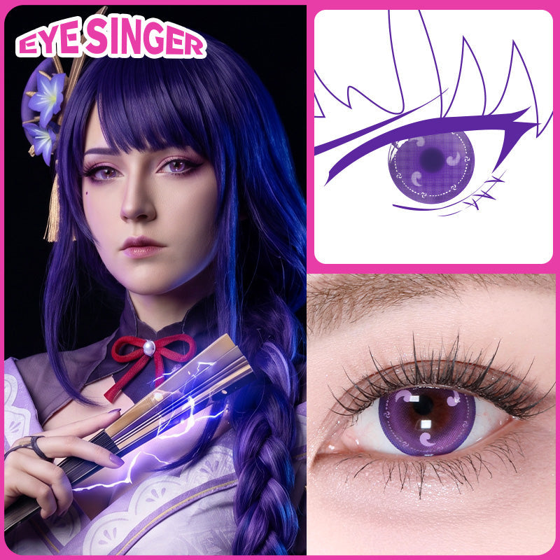 eyesinger genshin raiden shogun purple anime cosplay contact lens cosplayer