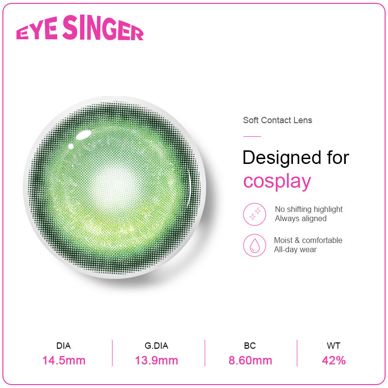 eyesinger nebula green anime cosplay contact lens features