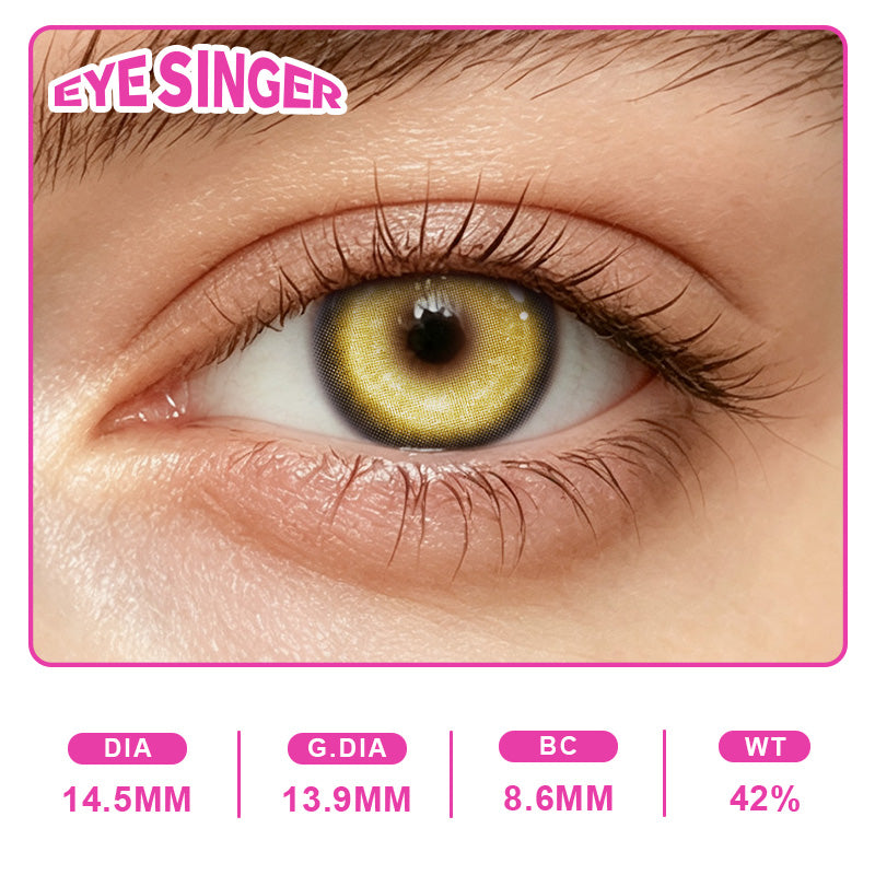 eyesinger nebula gold anime cosplay contact lens on eye