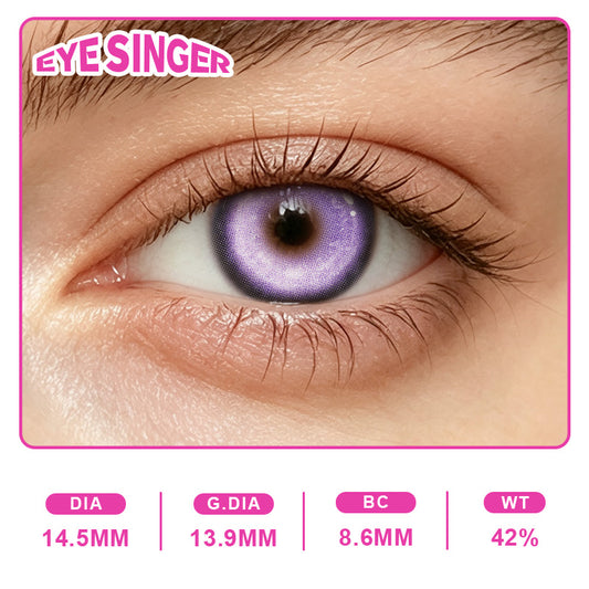 eyesinger nebula purple anime cosplay contact lens on eye