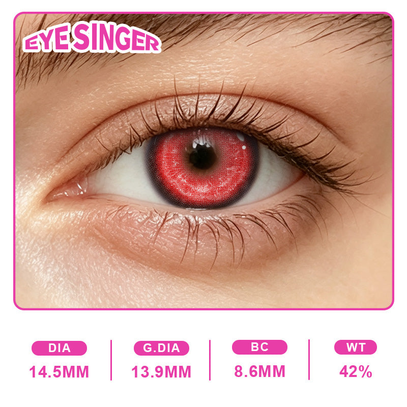 eyesinger nebula red anime cosplay contact lens on eye