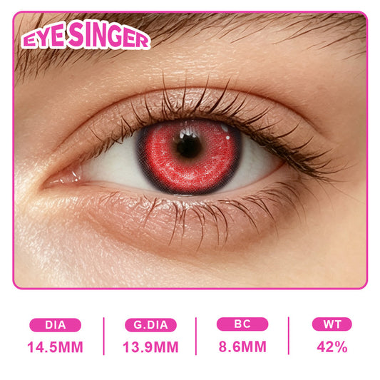 eyesinger nebula red anime cosplay contact lens on eye