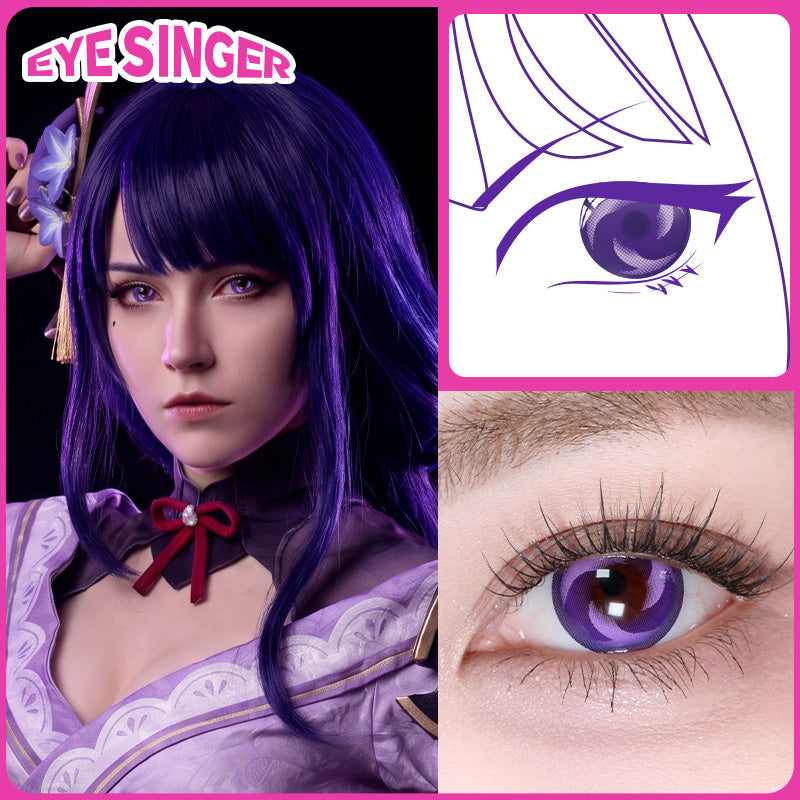 eyesinger genshin raiden shogun purple anime cosplay contact lens  cosplay