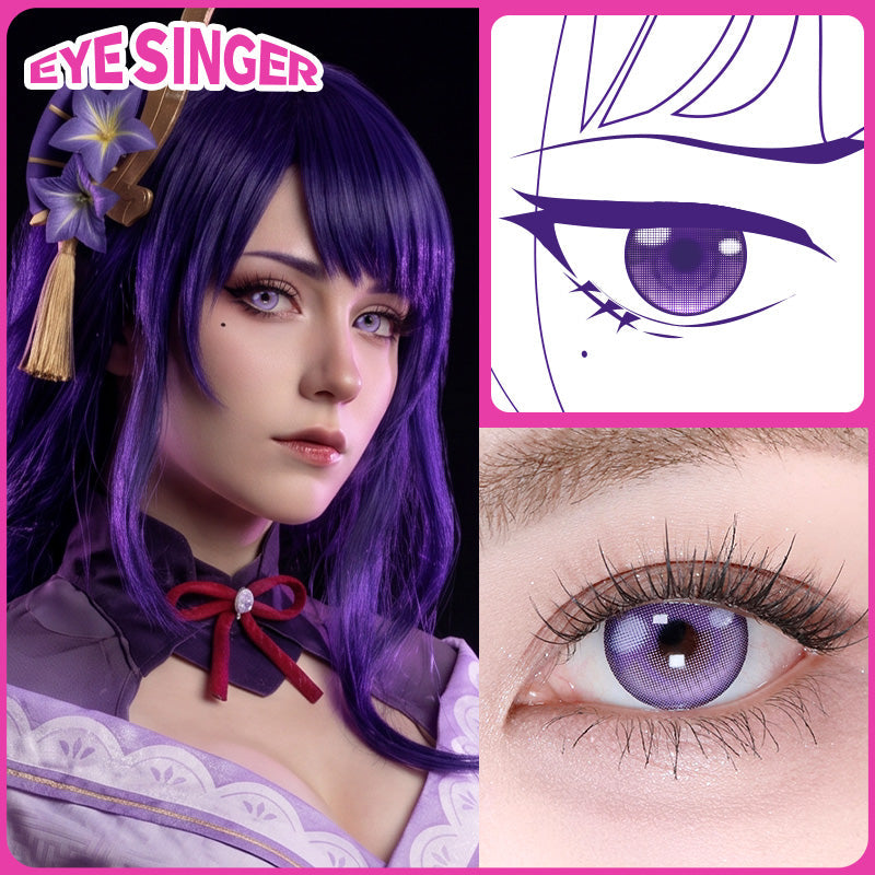 eyesinger genshin raiden shogun purple anime cosplay contact lens cosplayer