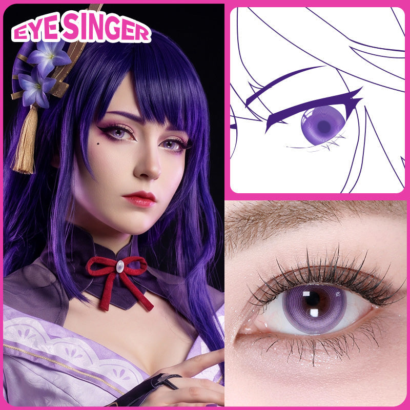 eyesinger genshin raiden shogun purple anime cosplay contact lens cosplayer