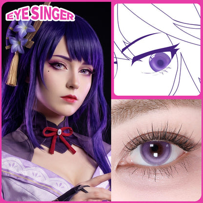 eyesinger genshin raiden shogun purple anime cosplay contact lens cosplayer