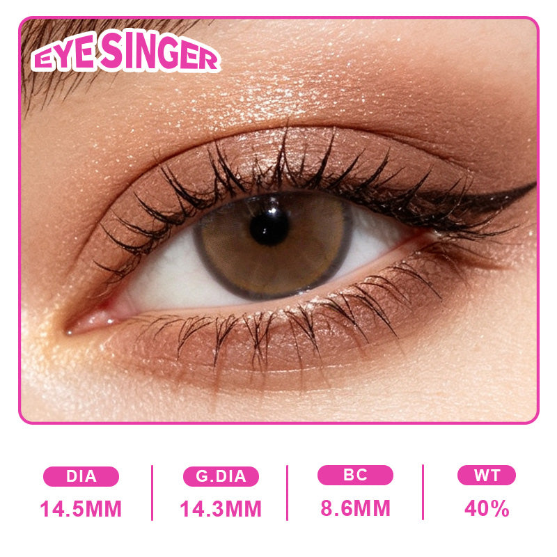 eyesinger sunset amber brown anime cosplay contact lens on eye