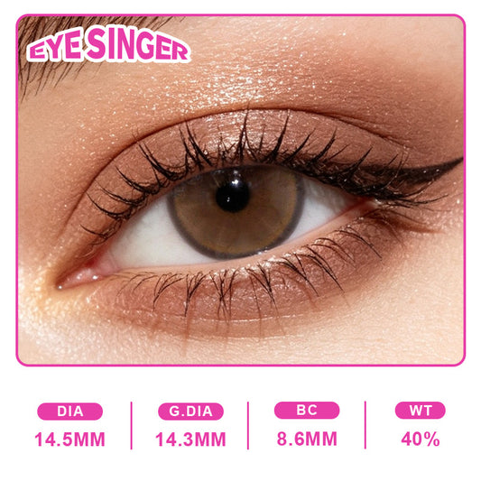 eyesinger sunset amber brown anime cosplay contact lens on eye