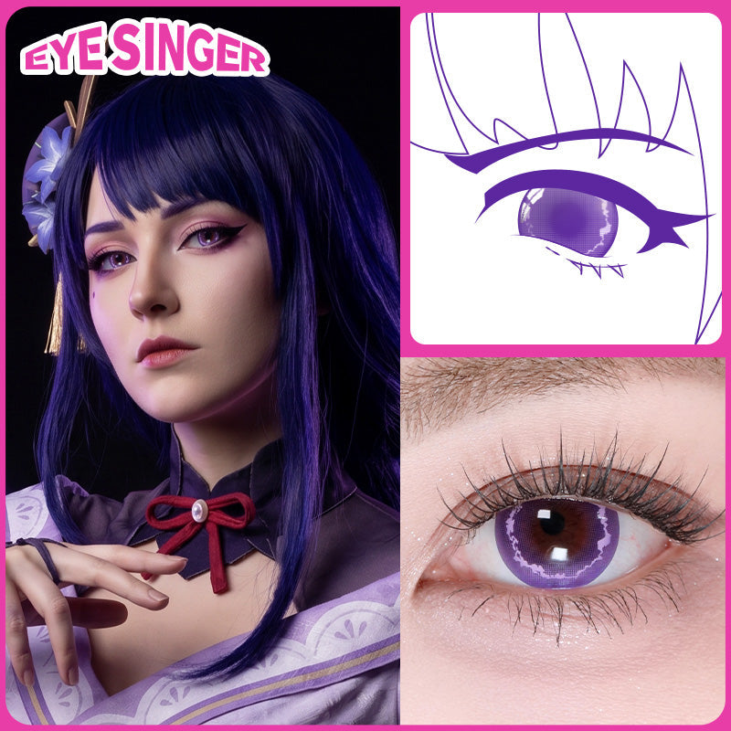 eyesinger genshin raiden shogun purple anime cosplay contact lens cosplayer