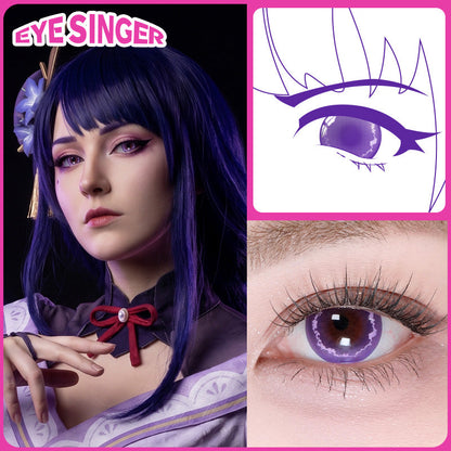 eyesinger genshin raiden shogun purple anime cosplay contact lens cosplayer