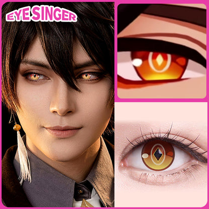eyesinger genshin imapct zhong li brown anime cosplay contact lens cosplayer