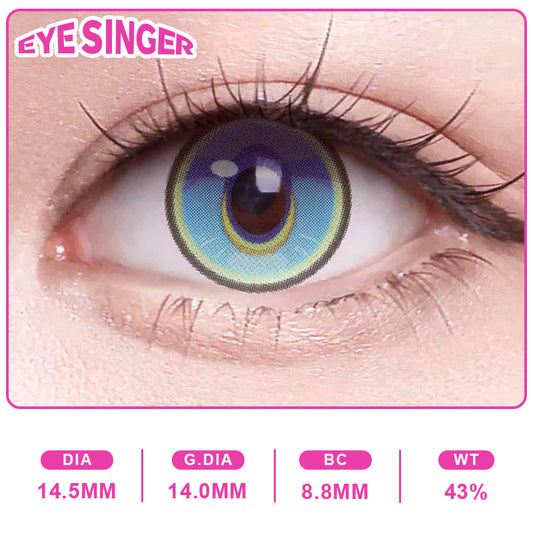 eyesinger honkaistarrail cipher blue anime cosplay contact lens on eye